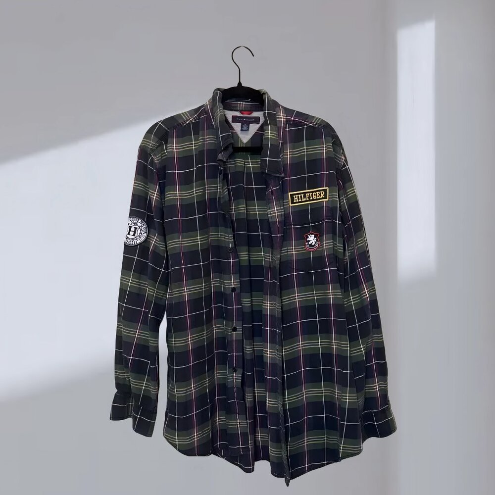 Tommy Hilfiger Plaid Overshirt / Flannel Jacket – Green/Navy/Red (XL)